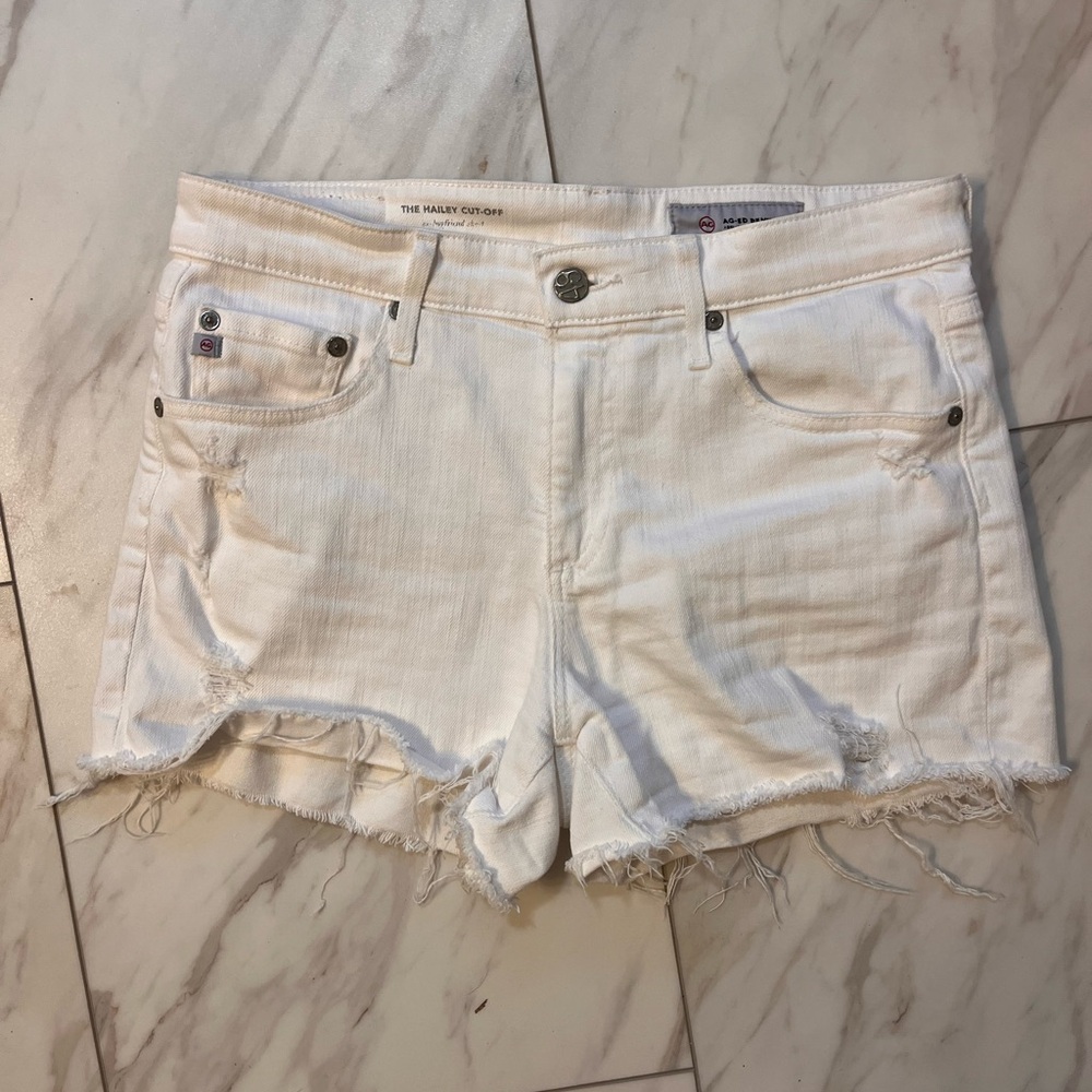AG-Ed white denim shorts